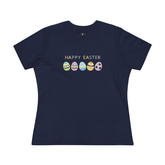 Happy Easter Eggs Navy Womens T-Shirt