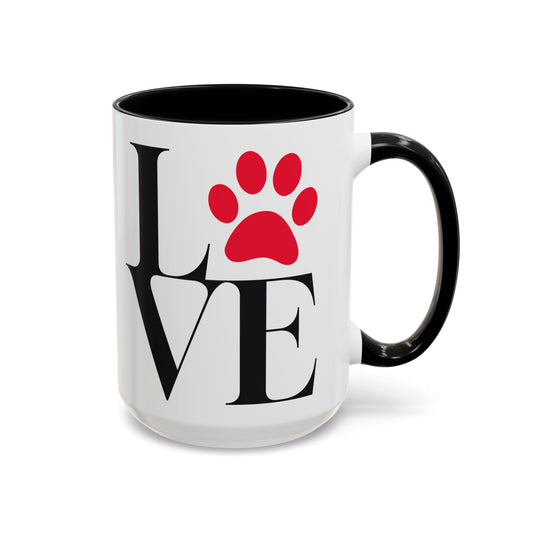 Paw Print Love Black Accent Mug