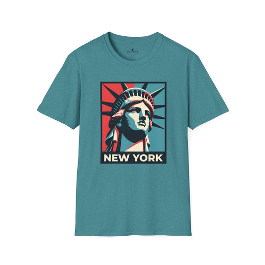 New York Statue Of Liberty Heather Turquoise T-Shirt