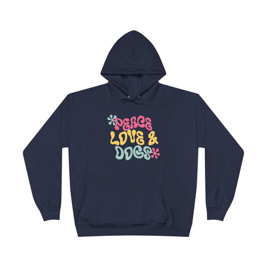 Peace Love And Dogs Navy Blue Hoodie