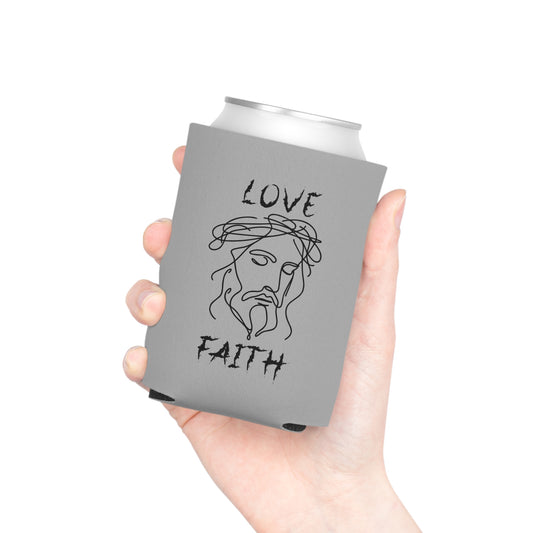 Jesus Love Faith Grey Koozie Can Cooler
