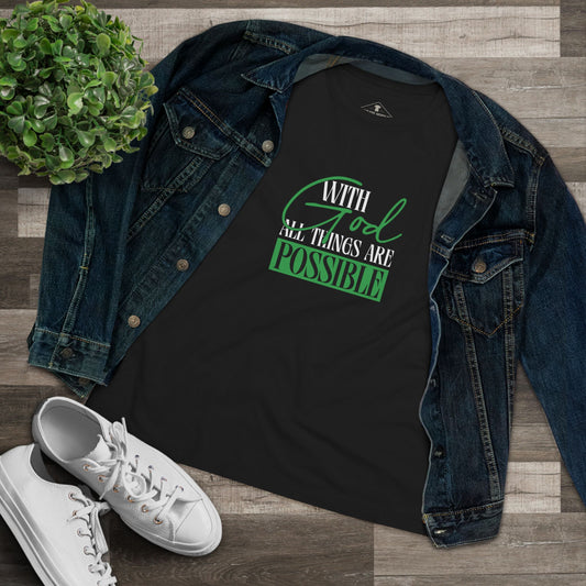 With God All Things Are Possible Black Womens T-Shirt