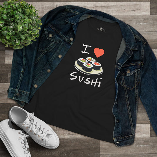 I Love Sushi Black Womens T-Shirt