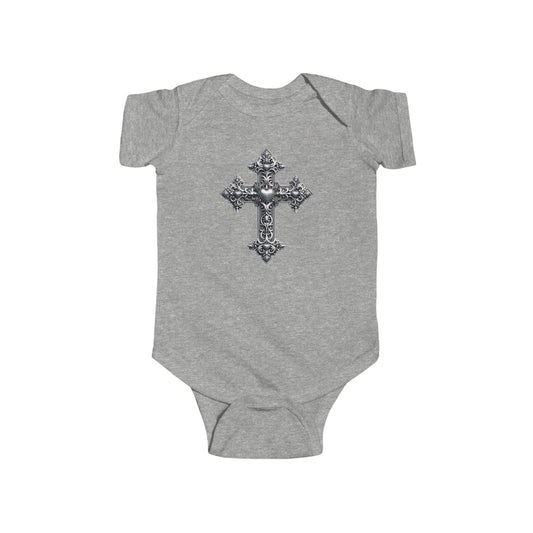Ornamental Cross Grey Baby Onesie