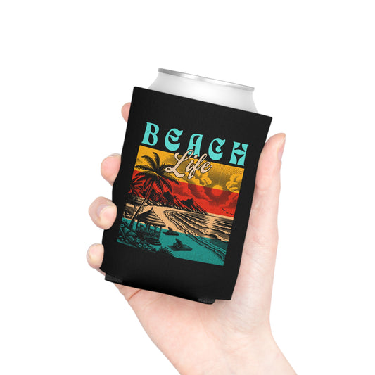 Beach Life Black Koozie Can Cooler