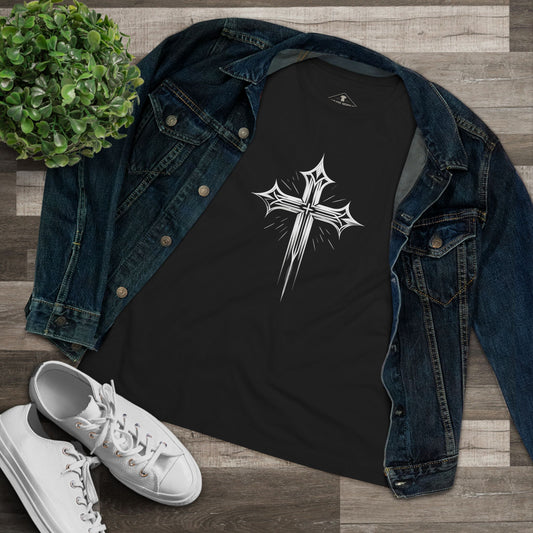 Shining Cross Black Womens T-Shirt