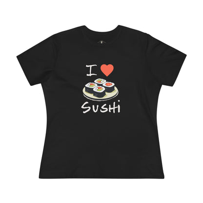 I Love Sushi Black Womens T-Shirt