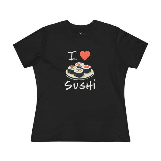 I Love Sushi Black Womens T-Shirt