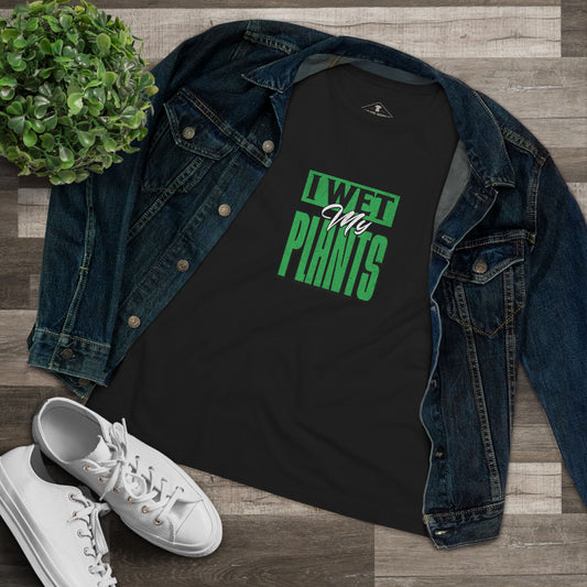 I Wet My Plants Black Womens T-Shirt