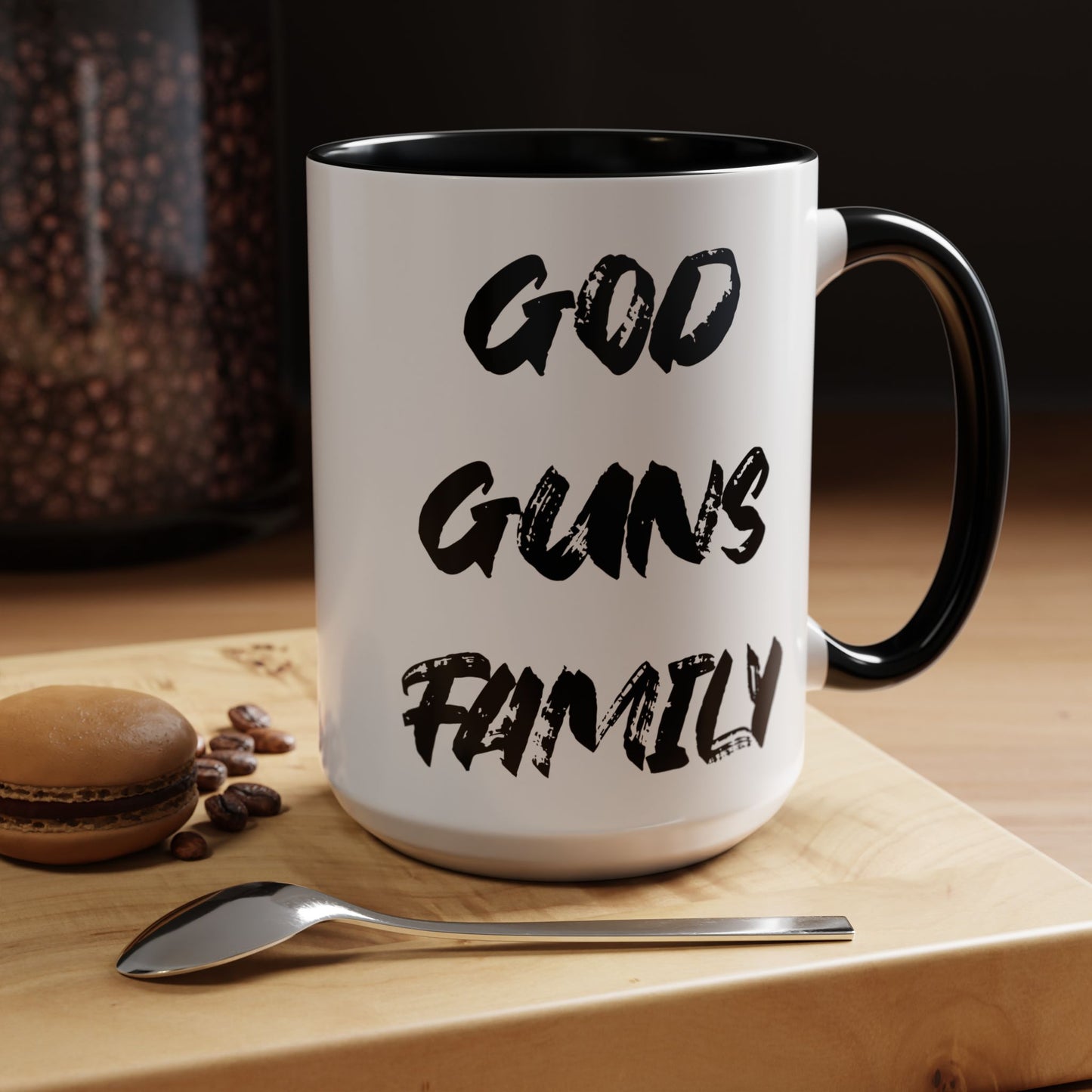 God Guns Family Black Accent Mug