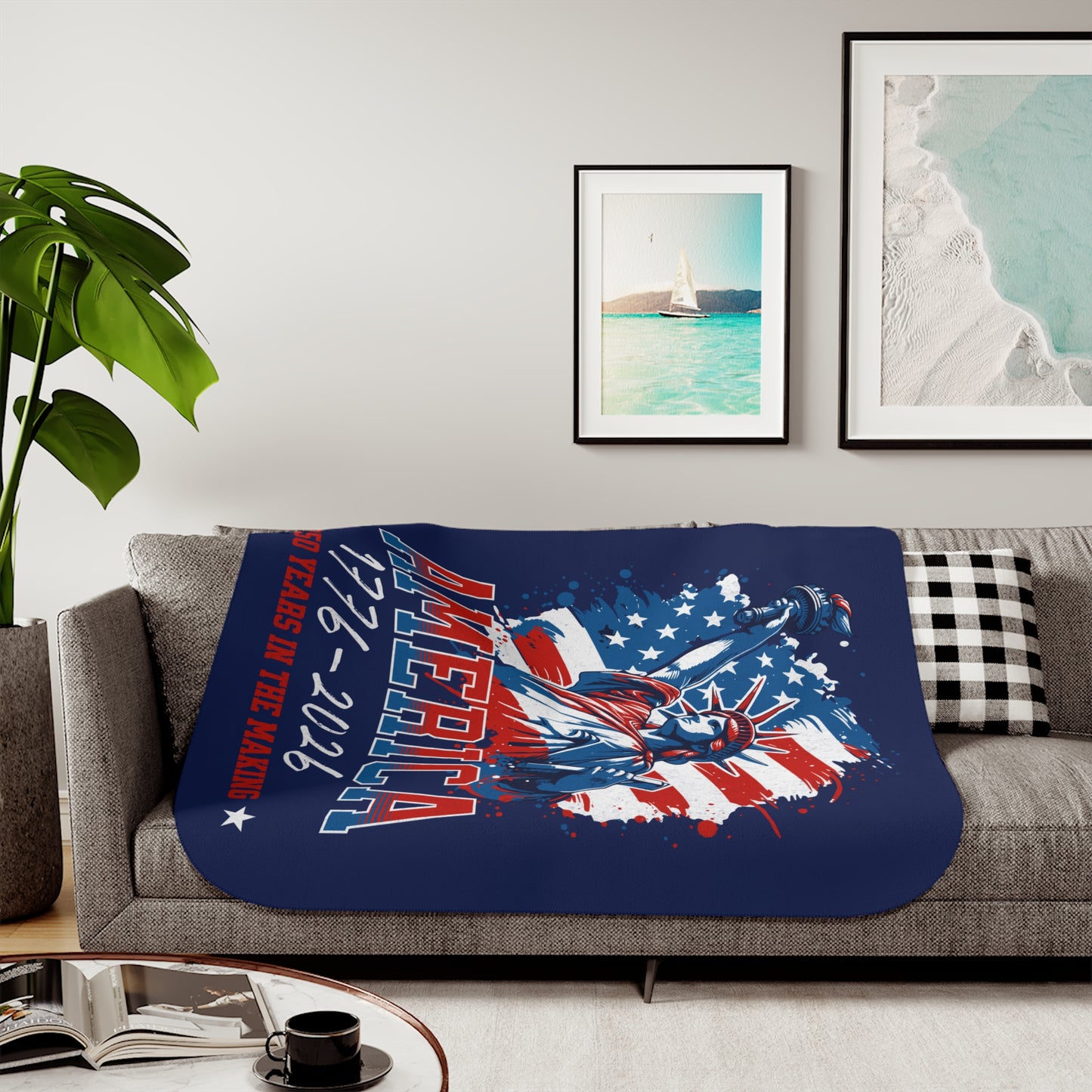 America 250 Years Liberty Flag Sherpa Blanket