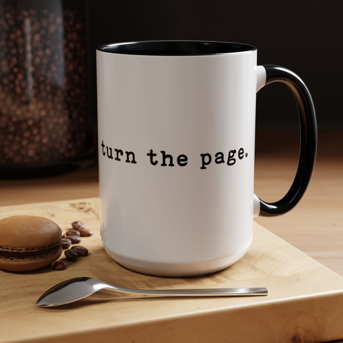 Turn The Page Black Accent Mug