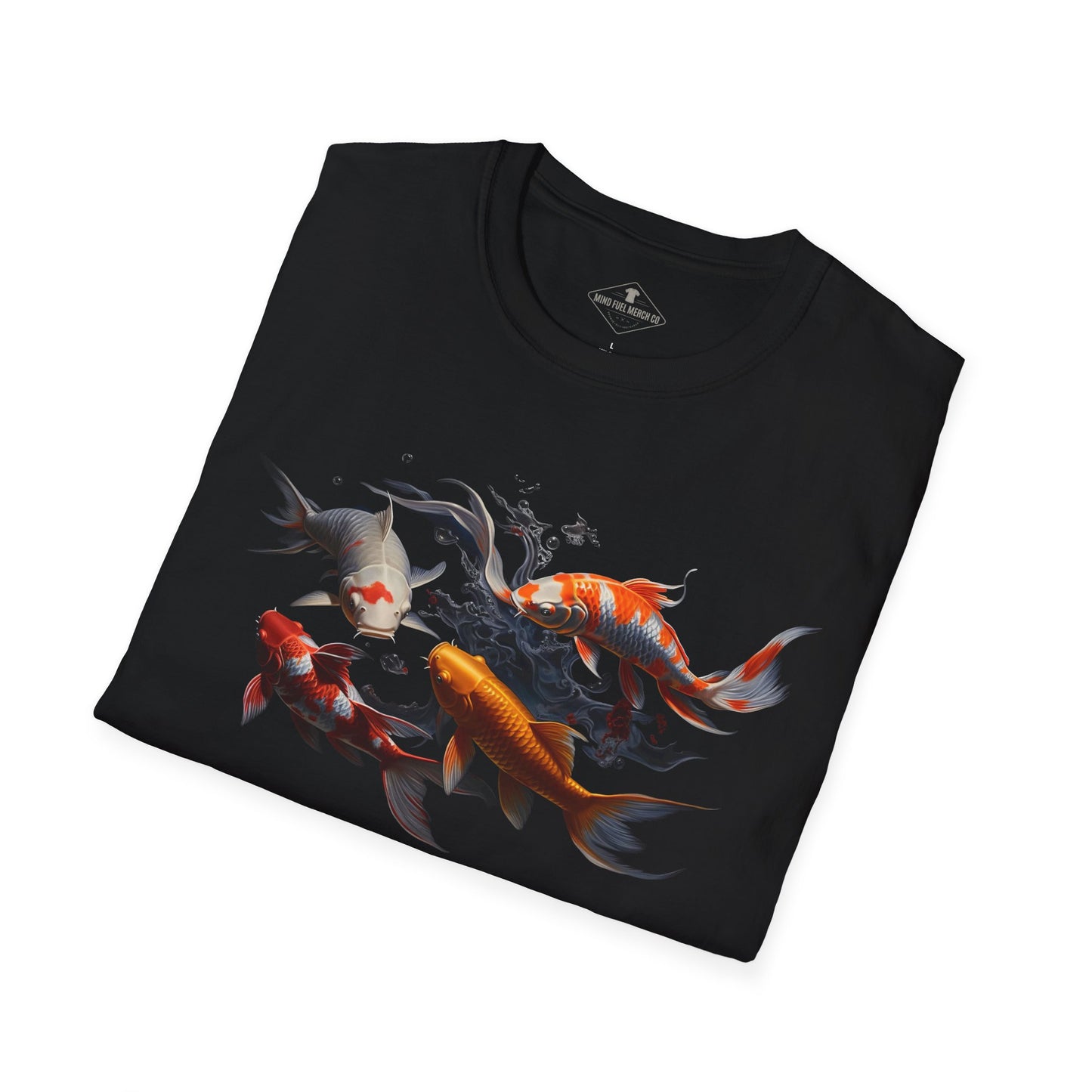Swimming Japanese Koi Black T-Shirt