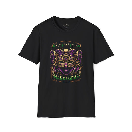 Mardi Gras Fancy Mask Black T-Shirt