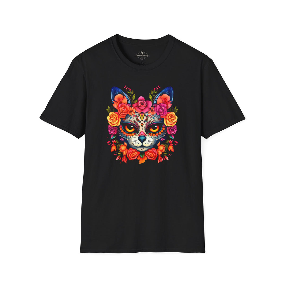 Sugar Skull Cat Black T-Shirt