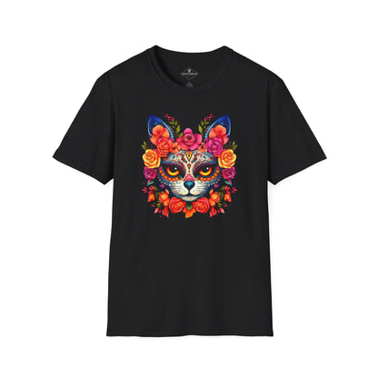 Sugar Skull Cat Black T-Shirt