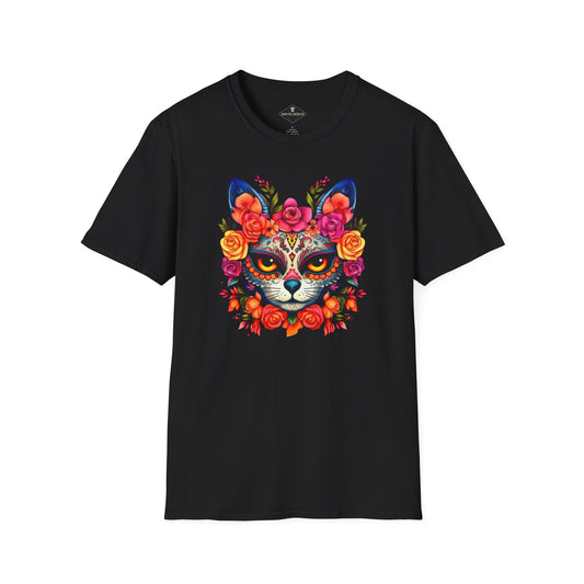 Sugar Skull Cat Black T-Shirt
