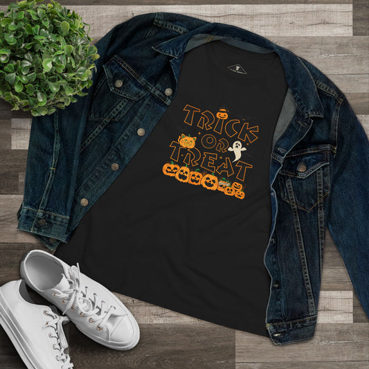Trick Or Treat Halloween Black Womens T-Shirt