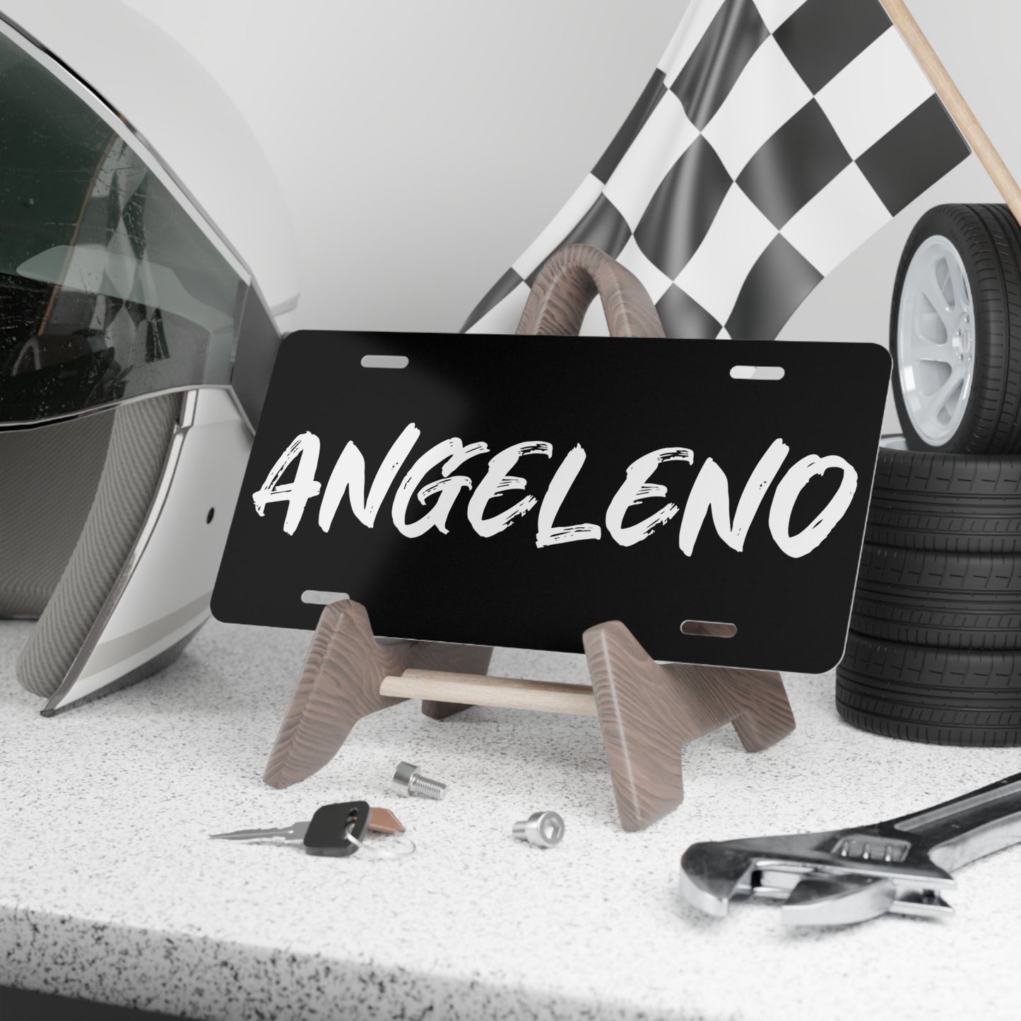 Angeleno Black Vanity License Plate