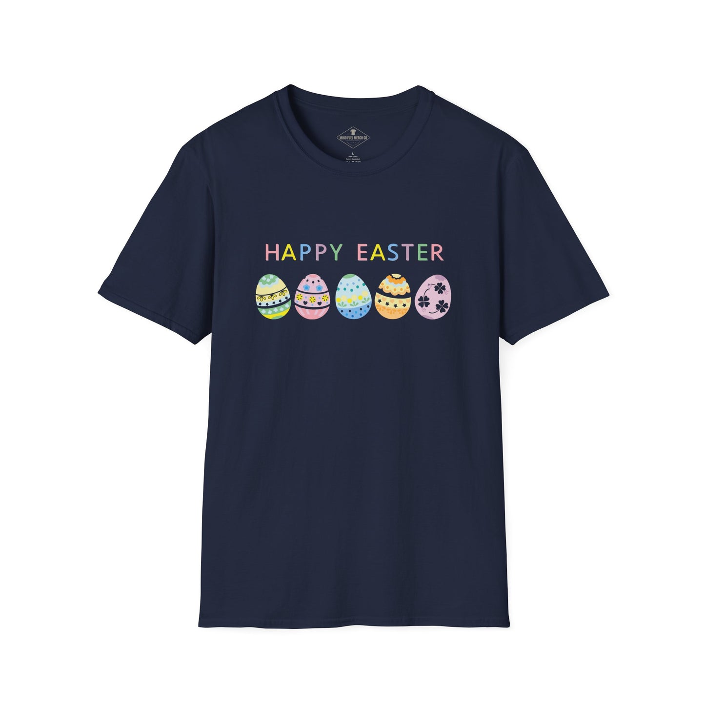 Happy Easter Eggs Navy Blue T-Shirt