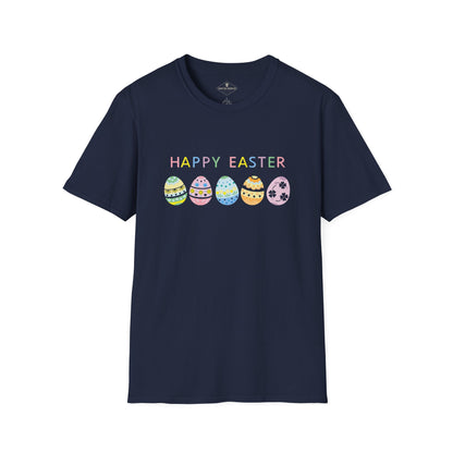 Happy Easter Eggs Navy Blue T-Shirt