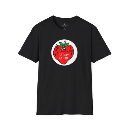 Vintage 1980's Strawberry Scratch & Sniff Sticker Black T-Shirt