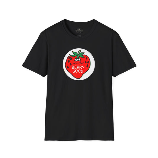 Vintage 1980's Strawberry Scratch & Sniff Sticker Black T-Shirt
