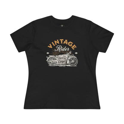 Vintage Rider Motorcycle Black Womens T-Shirt