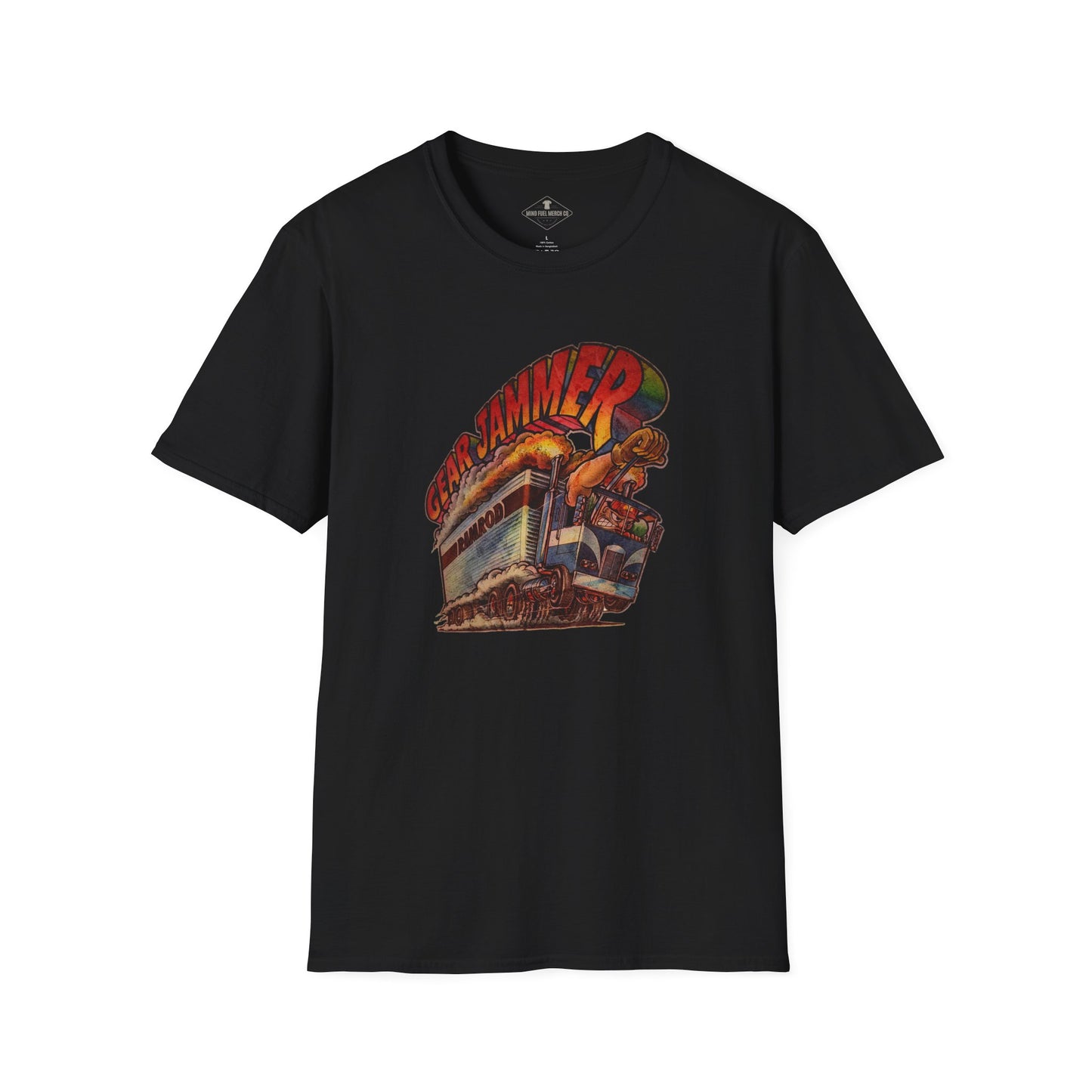 Vintage 1970's Gear Jammer Semi Truck Black T-Shirt