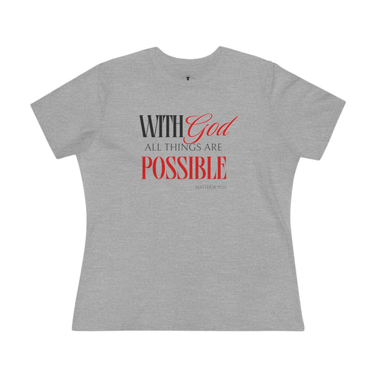 With God All Things Are Possible Grey Womens T-Shirt