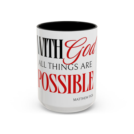 With God All Things Are Possible Black Accent Mug