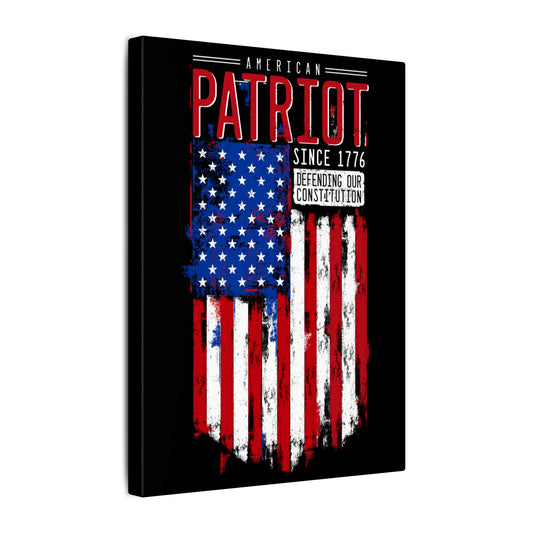 American Patriot Flag Black Wall Canvas