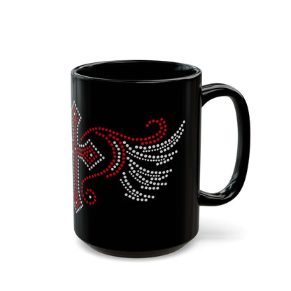 Cross Wings "Rhinestone" Black Mug