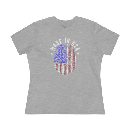 Made In USA Fingerprint Grey Womens T-Shirt