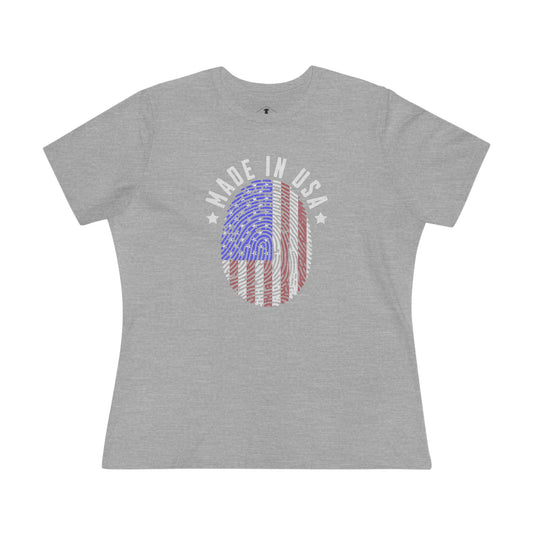 Made In USA Fingerprint Grey Womens T-Shirt