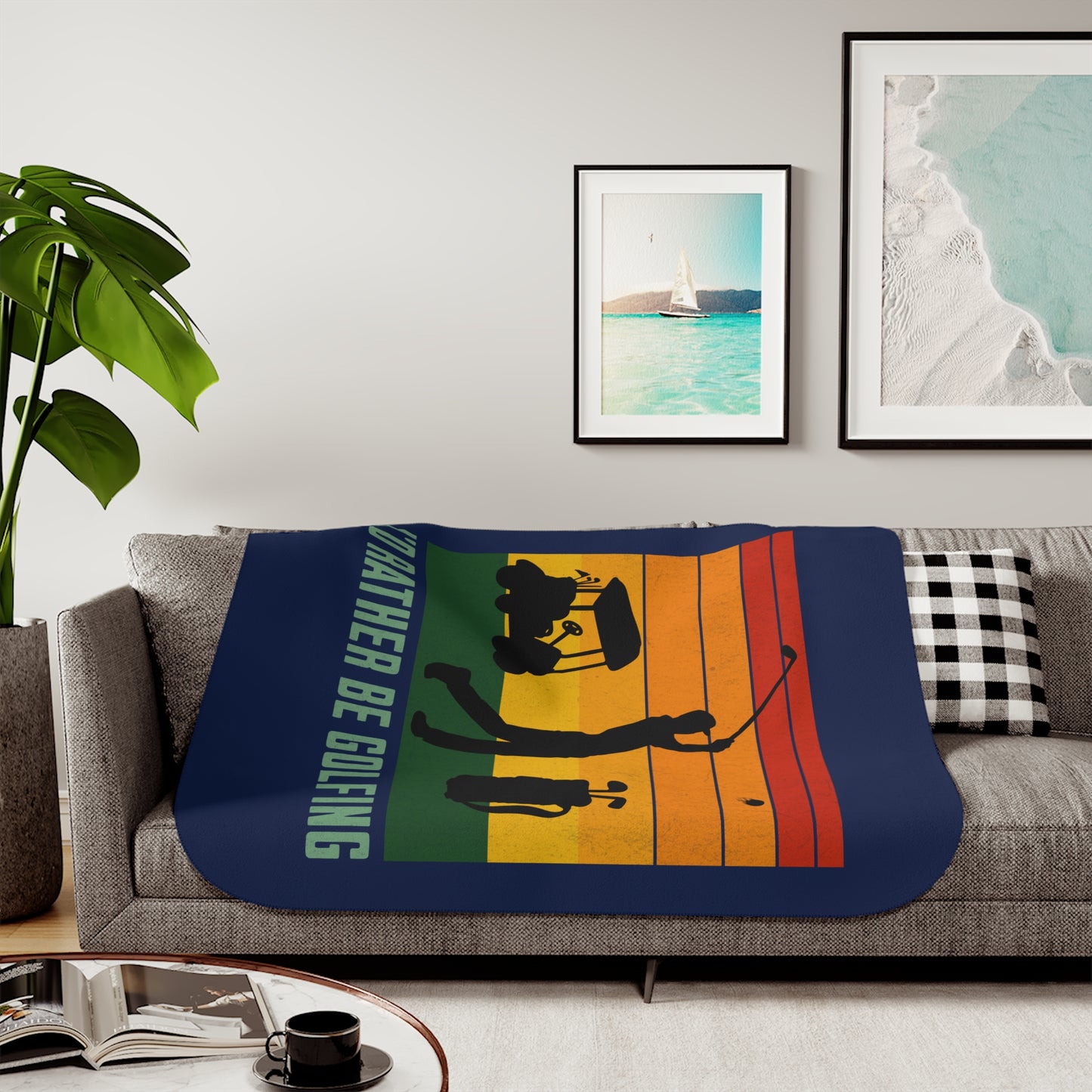I'd Rather Be Golfing Sherpa Blanket