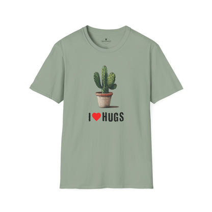 I Love Hugs Cactus Sage Green T-Shirt