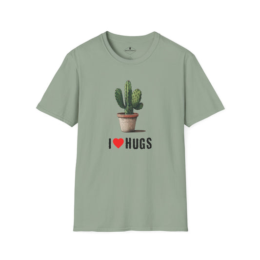 I Love Hugs Cactus Sage Green T-Shirt