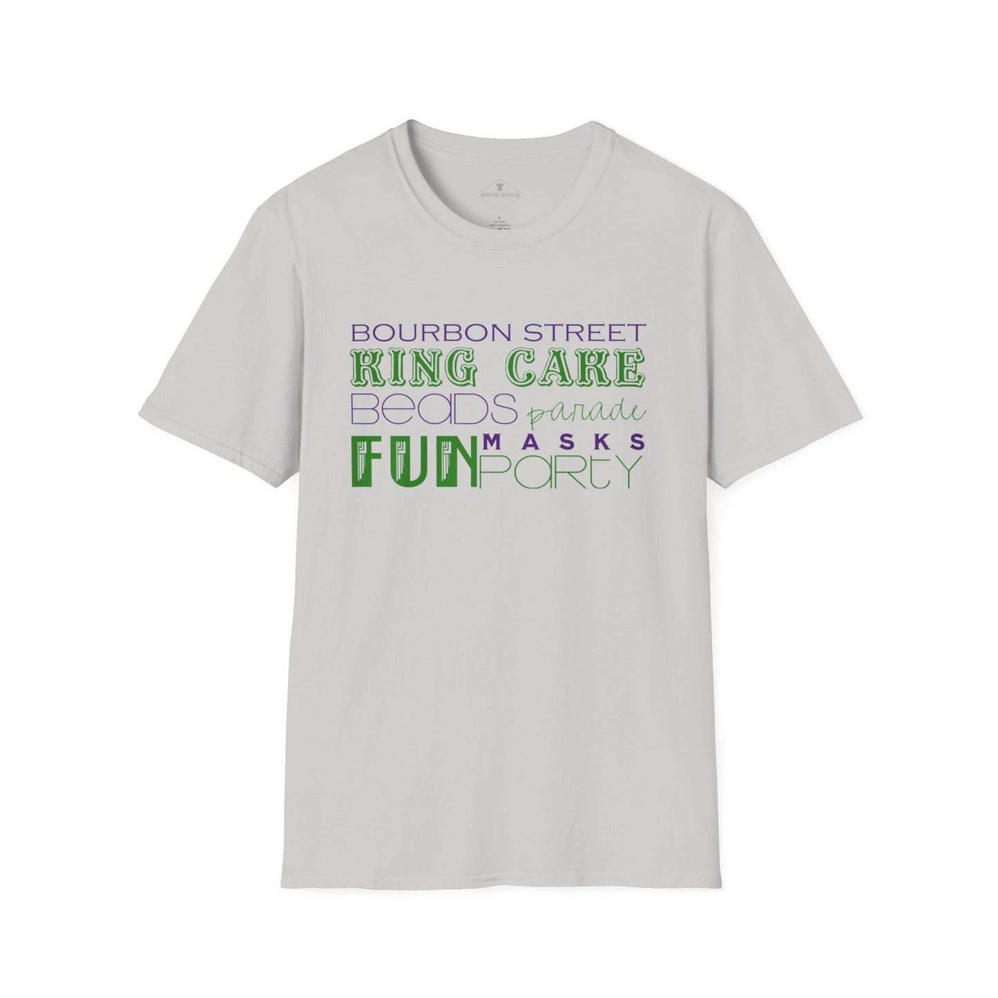 Mardi Gras Words Silver Grey T-Shirt