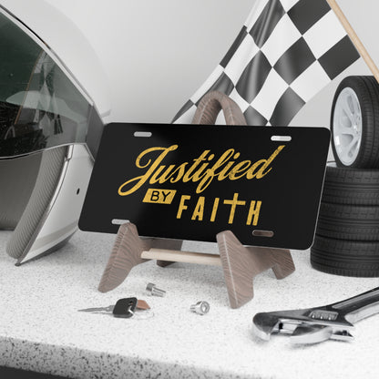 Justified By Faith Black Vanity License Plate