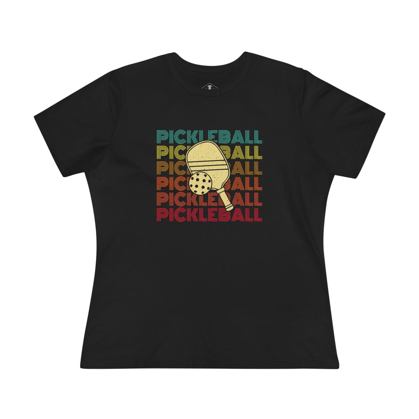 Pickleball Retro Black Womens T-Shirt