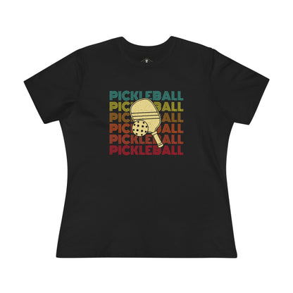 Pickleball Retro Black Womens T-Shirt