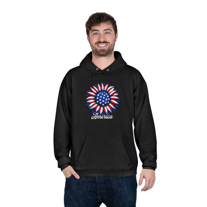 American Flag Flower Black Hoodie