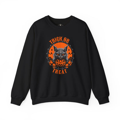 Trick Or Treat Halloween Cat Black Sweatshirt