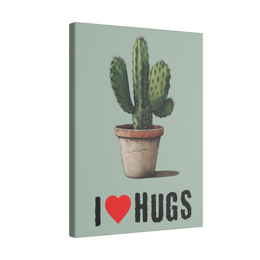 I Love Hugs Cactus Sage Green Wall Canvas