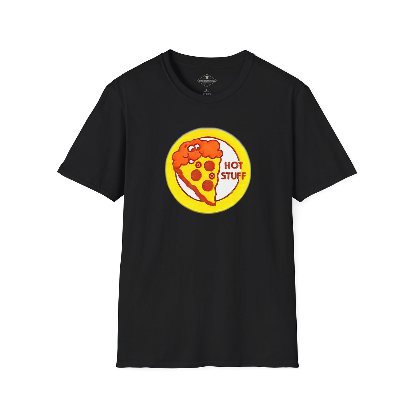Vintage 1980's Pizza Scratch & Sniff Sticker Black T-Shirt