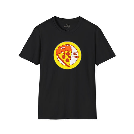 Vintage 1980's Pizza Scratch & Sniff Sticker Black T-Shirt