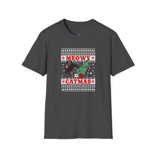 Meowy Catmas Christmas Dark Grey T-Shirt
