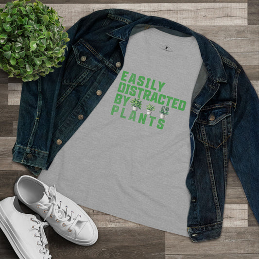 Easily Distracted By Plants Grey Womens T-Shirt