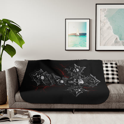 Vintage Halloween Skull Cross Sherpa Blanket